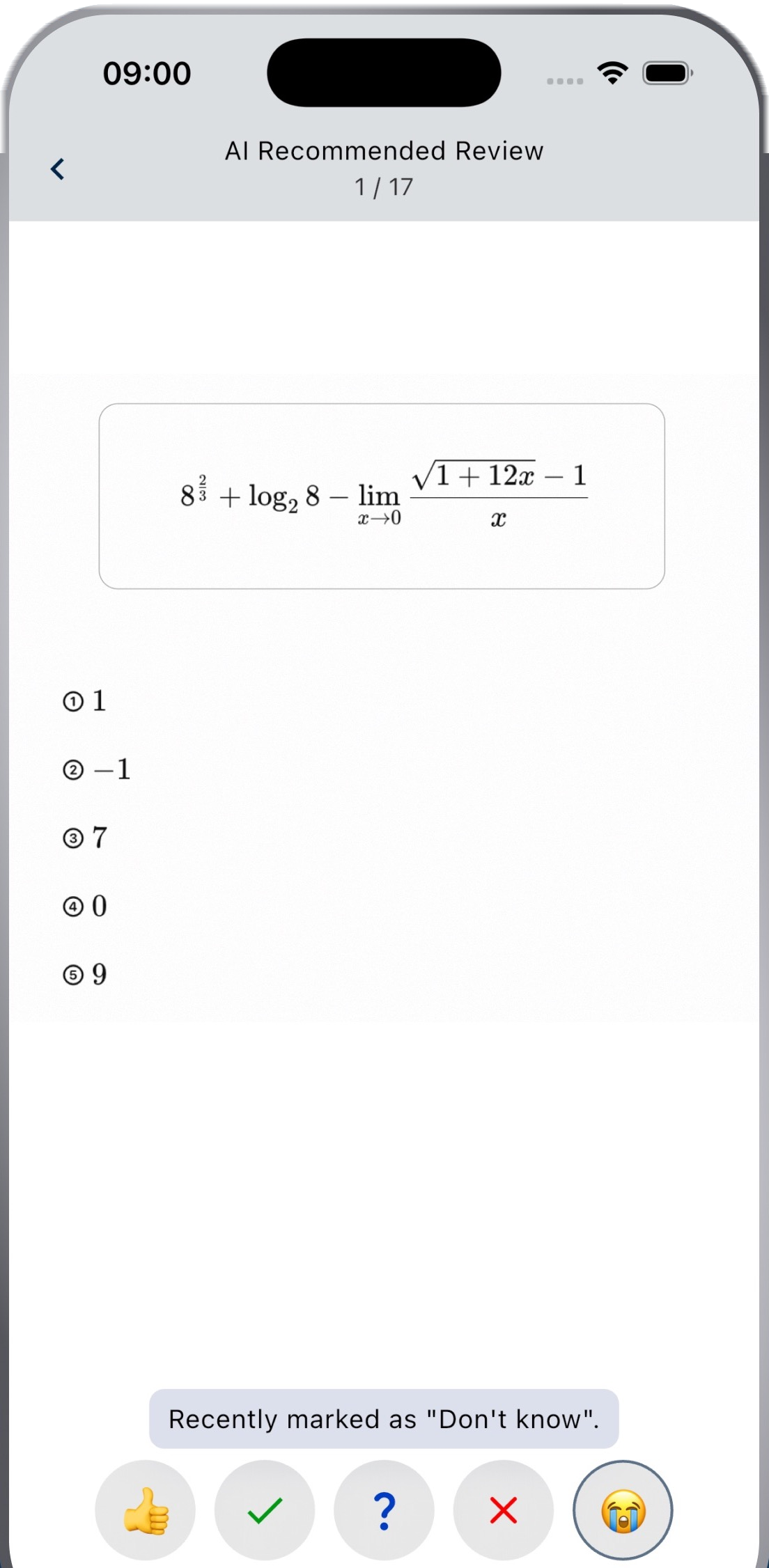 Reviewing a question recommended by AI